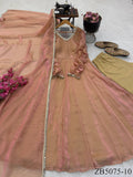 Beautifull Two Tone Color Fendy Silk Mirror Work Gown