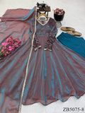 Beautifull Two Tone Color Fendy Silk Mirror Work Gown