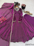 Beautifull Two Tone Color Fendy Silk Mirror Work Gown