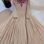 Doremon Crush Embroidered Gown with Micro Cotton Pant & Butterfly Net Embroidered Dupatta