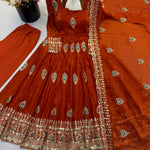 Beautifull Fendy Silk With Sequience Work Gown