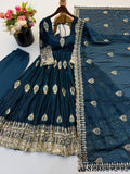 Beautifull Fendy Silk With Sequience Work Gown