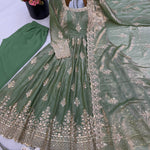 Fendy Silk Gown with Sequin Embroidery & Full Flair Dupatta
