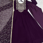Wine Color Beautifull Georgette Embroidery Work Anarkali