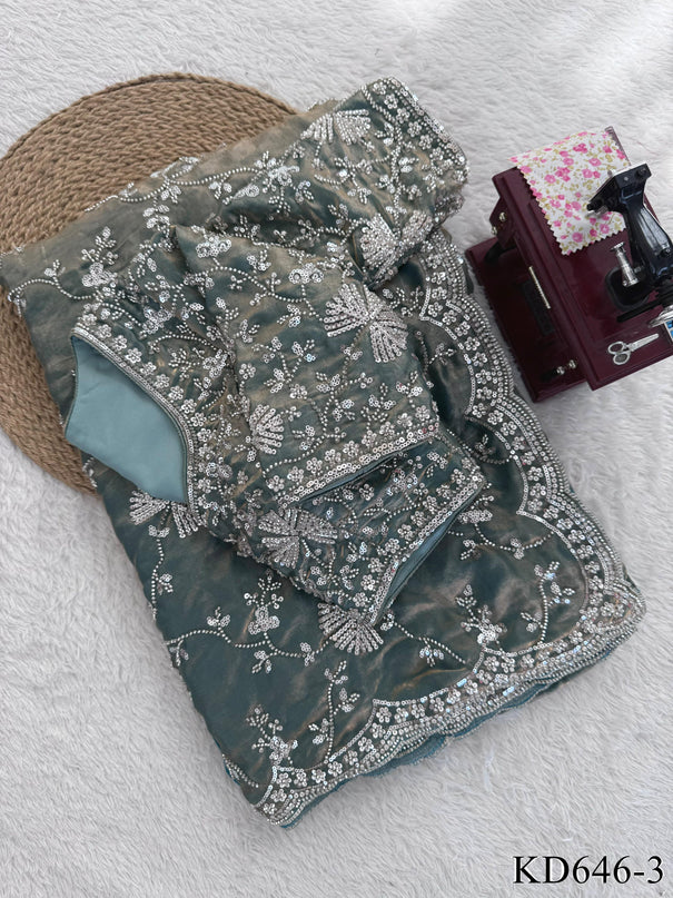 Beautifull Fendy Silk With Beds Work Saree