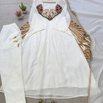 Most Viral Mul Chanderi With Sequience Work Top Pent