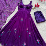 Beautifull Georgette Handprint  Work Anarkali Pent