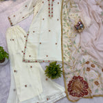 Beautifull Faux Georgette Embroidery Work Kurti Pent