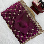 Wine Color Fendy Silk With Beads With Sequns Work Saree