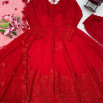 Red Color Vichitra Silk With Sequience Work Anarkali