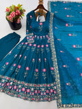 Beautifull Fendy Silk With Embroidery Work Gown