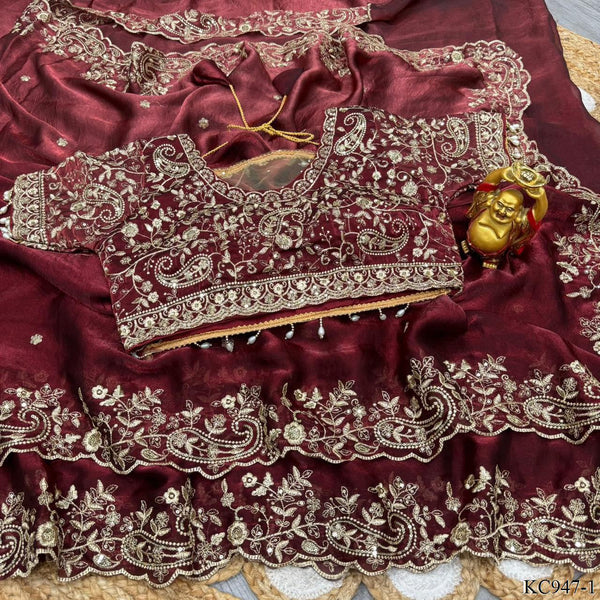 Beautifull Shade Space Silk With Zari Work Saree