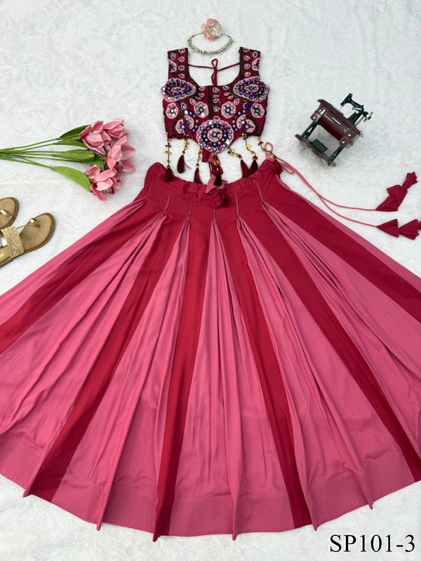 Maroon Color Reyon Fabric With Lagdi Patta Work Lehenga