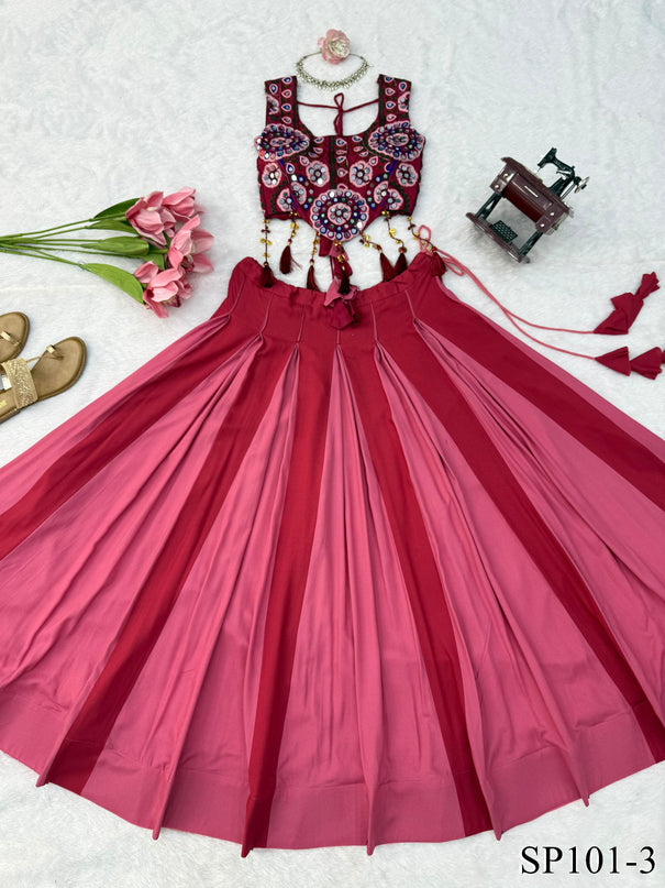 Maroon Color Reyon Fabric With Lagdi Patta Work Lehenga