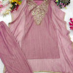Pink Color Salsa Crunch Silk With Sequience Work Top Plazzo