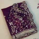Wine Color Space Silk With Sequience Embroidery Work Saree