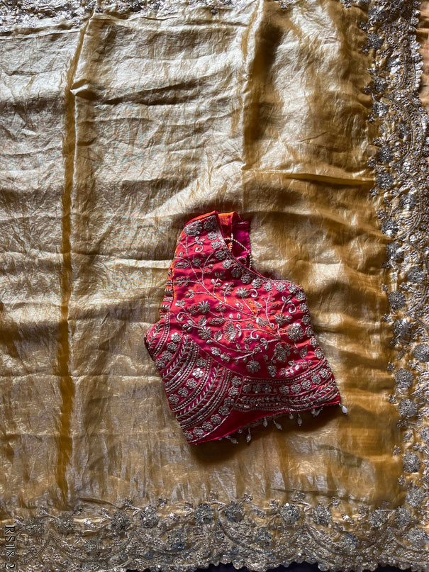 Fendy Silk Saree with Zari & Sequin Embroidery Work