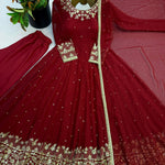 Beautifull Faux Georgette Embroidery Work Top Pent