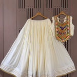 White Color Rayon With Gotta Patti Lace Work Lehenga