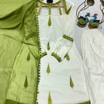 White Color Franch Crep With Embroidery Work Top Pent