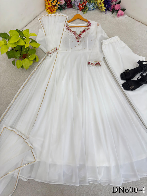 Heavy Fox Georgette Gown with Handwork & Dupatta