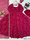 Faux Georgette Anarkali Suit with Digital Print & Mirror Work