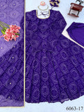 Faux Georgette Anarkali Suit with Digital Print & Mirror Work