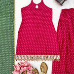 Heavy Faux Georgette Top Palazzo Set with Digital Print & Mirror Work