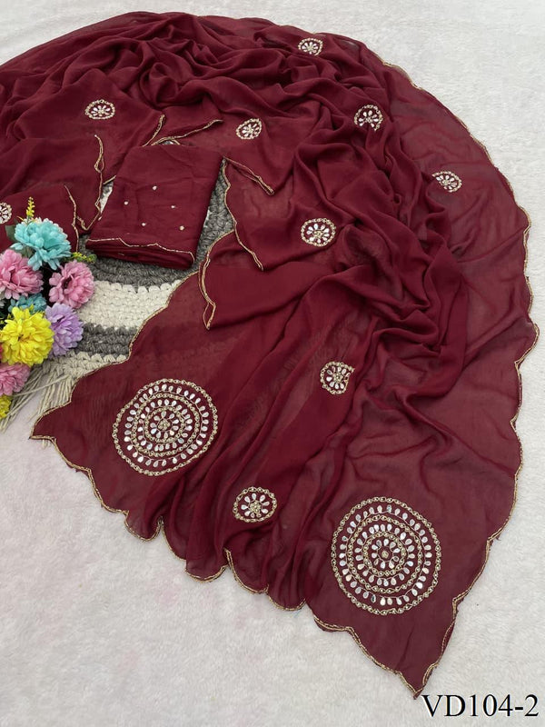 Rangoli Crushed Saree with Heavy Handwork, Cutdana & Mirror Work