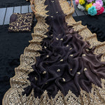 Dual Shaded Fendy Satin Saree with Sequin & Zari Embroidery Work