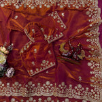 Soft Two-Tone Space Silk Saree with Sequin & Zari Embroidery Work