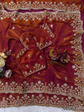 Soft Two-Tone Space Silk Saree with Sequin & Zari Embroidery Work