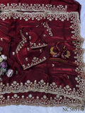 Soft Two-Tone Space Silk Saree with Sequin & Zari Embroidery Work