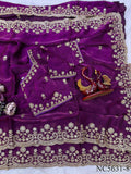Soft Two-Tone Space Silk Saree with Sequin & Zari Embroidery Work