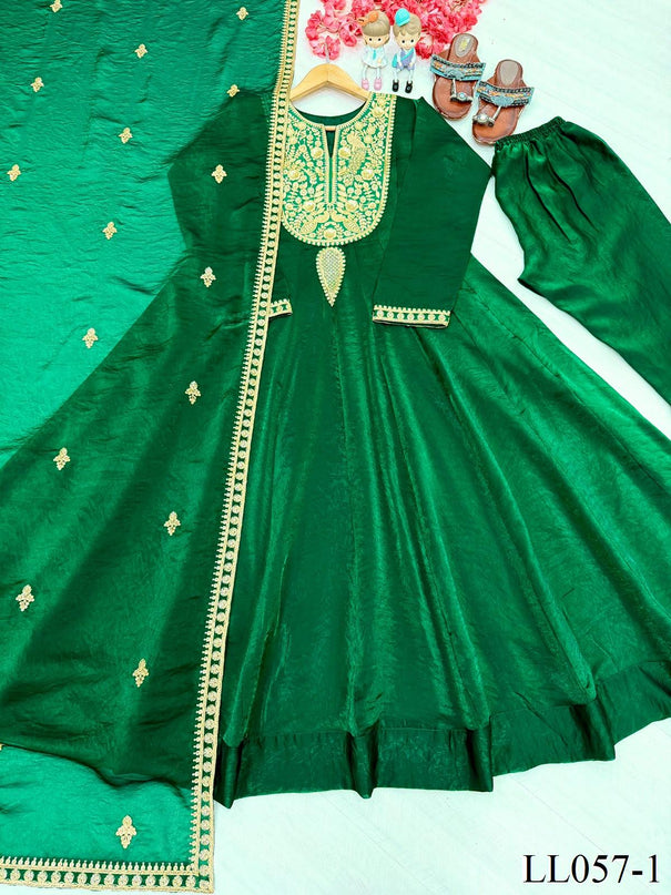 Pure Fandy Silk Gown with 3mm Sequin Embroidery Work & Dupatta