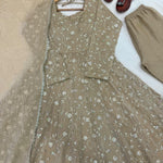 Heavy Fendi Crush Gown with Sequin Embroidery & Lace Dupatta