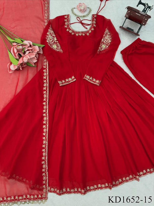 Faux Georgette Gown Set with Thread & Sequin Work