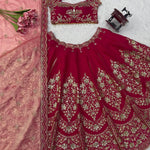 Mul Chanderi Lehenga Set with Thread & Sequin Embroidery and Cutwork Lace