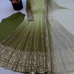 Georgette Gown with Sequin Embroidery & Dupatta