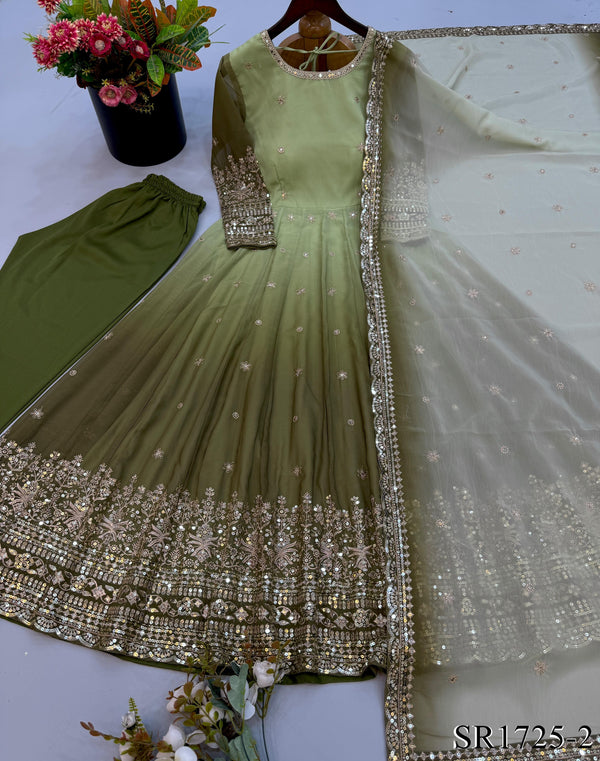 Georgette Gown with Sequin Embroidery & Dupatta