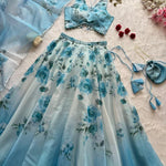 Pure Organza Silk Lehenga Set with Digital Print & 8mtr Flair