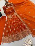 Fendy Silk Gown with Sequin Embroidery & Full Flair Dupatta