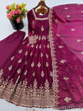 Fendy Silk Gown with Sequin Embroidery & Full Flair Dupatta