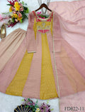 Pure Salsa Crush Gown with Sequin Embroidery, Pant & Fancy Lace Dupatta