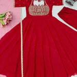 Heavy Fendy Crush Gown with Cut Dana & Sequin Work, Micro Cotton Pant & Net Dupatta