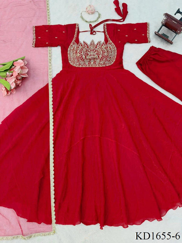 Heavy Fendy Crush Gown with Cut Dana & Sequin Work, Micro Cotton Pant & Net Dupatta