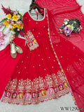 Pure Blooming Georgette Embroidered Gown with Micro Silk Pant & Sequins Dupatta