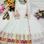 Pure Blooming Georgette Embroidered Gown with Micro Silk Pant & Sequins Dupatta