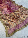 Premium Tissue Saree with Stone & Mirror Work and Ghungroo Blouse
