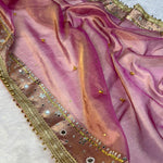 Premium Tissue Saree with Stone & Mirror Work and Ghungroo Blouse